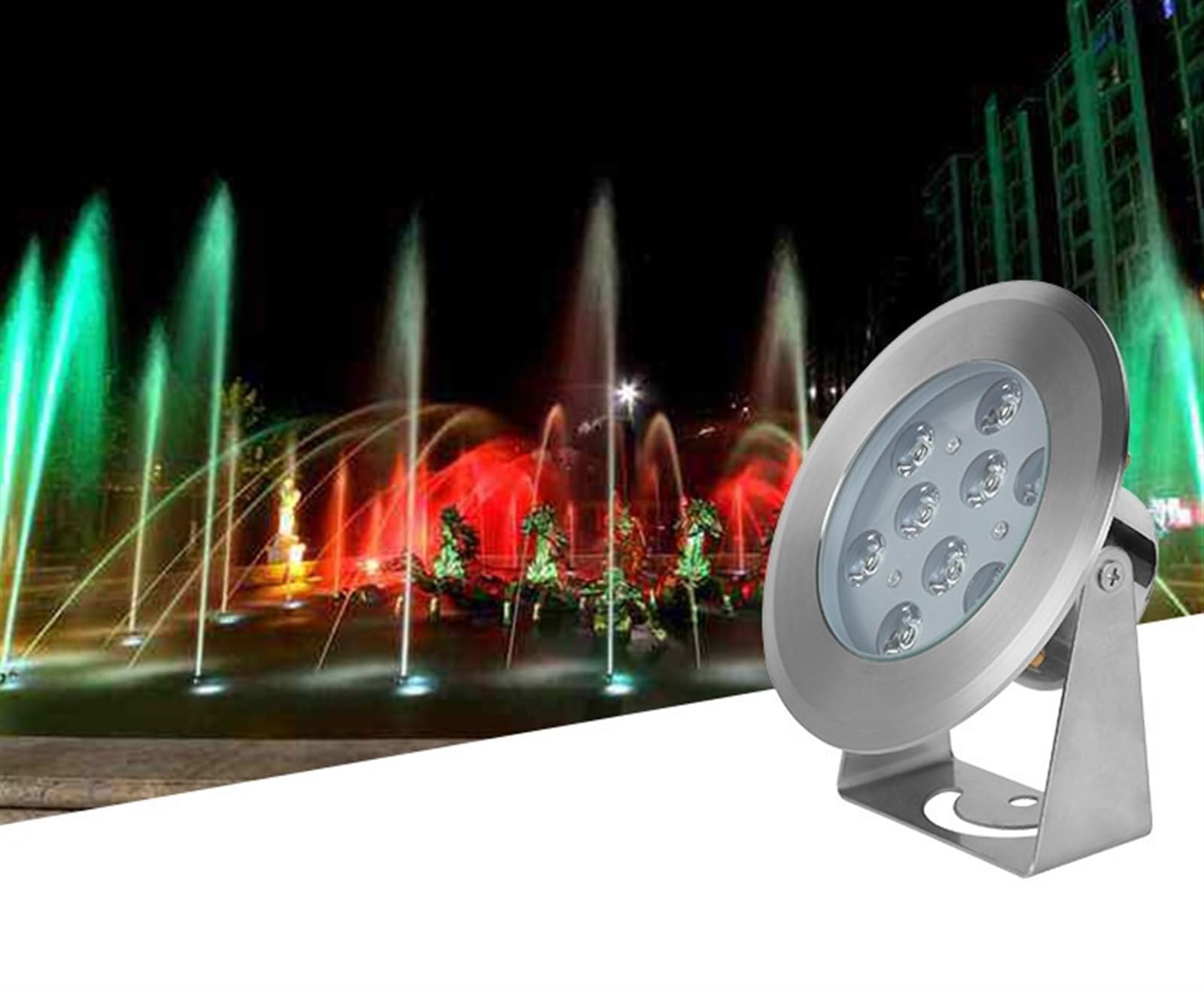 EDEDE Luci Piscina, 12V/24V Tutto in Acciaio Inossidabile LED Piscina Paesaggio Luce faretto subacqueo colorato RGB Fontana for Piscina Luce Subacquea(Rot,10W)