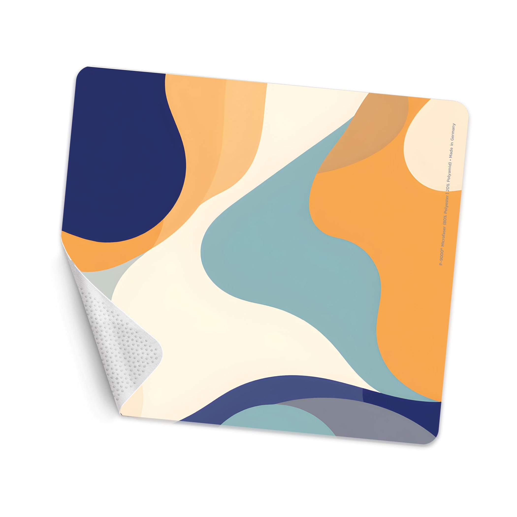 GripCleaner 4-in-1 Mouse Mat & Cleaning Cloth 23 x 20 cm - Microfibre Cloth & Keyboard Protector - Non-Slip, Streak-Free, Chemical-Free - for Display, Glass & Glasses - Made in Germany - Waves Motif