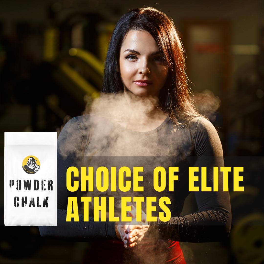 Muscleape Chalk Powder for Superior Grip. 500gm Premium Chalk for Weightlifting,Bodybuilding Powerlifting, Calisthenics and Other Sports. 1