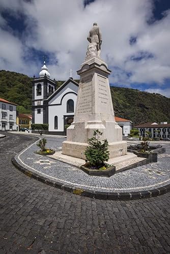 Posterazzi PDDEU23WBI0995Large Portugal, Azores, Isla de San Jorge, Velas. Largo Dr. Joao Pereira Square e Igreja Matriz Iglesia Matriz Iglesia,