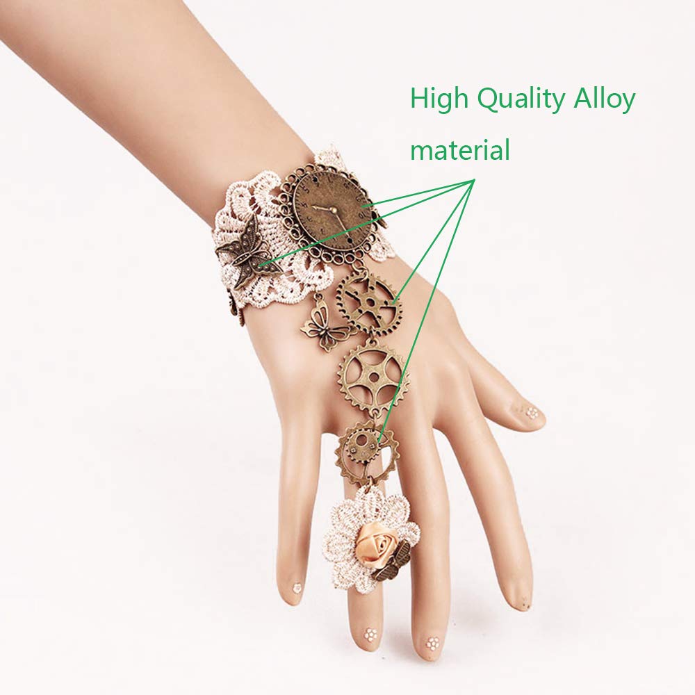 Jurxy Bronzage Gants Sans Doigts Femmes Gothique Steampunk Floral