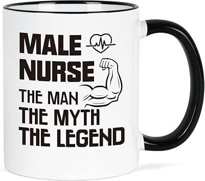 YHRJWN Male Nurse Gifts, The Man The Myth The Legend Mug, Nurse Gifts for Men, Graduation Birthday Nurses Appreciation Gift for Male Nurses, Colleague, Friends, 11 Oz Coffee Mug