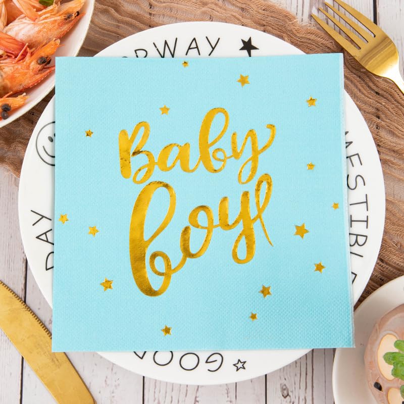 Tovaglioli di Carta Ragazzo Stella Blu Tovaglioli Decorati Per Decoupage Bar Compleanno Carta Igienica Tovagliolo Decorazione Da Tavola Usa e getta Per Matrimoni Feste 30 Packs(33x33cm)