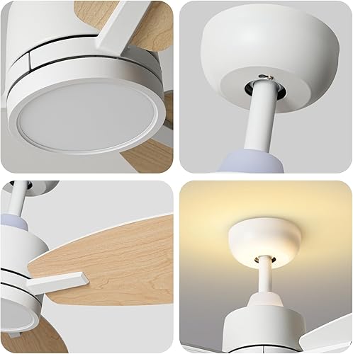 Miniatura 7 de TALOYA Ventilador de techo con control remoto de luces, 42 pulgadas, motor CC silencioso reversible, 3 aspas de doble cara, ventiladores de techo