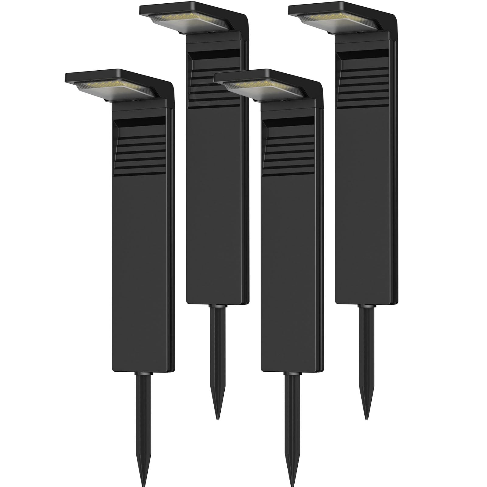 OUSFOT Luci Solari da Esterno IP65 Faretti Solari per Esterni 32 LED con 2 Modalità di Temperatura di Colore a Terra per Percorso Vialetto da Giardino-4PCS