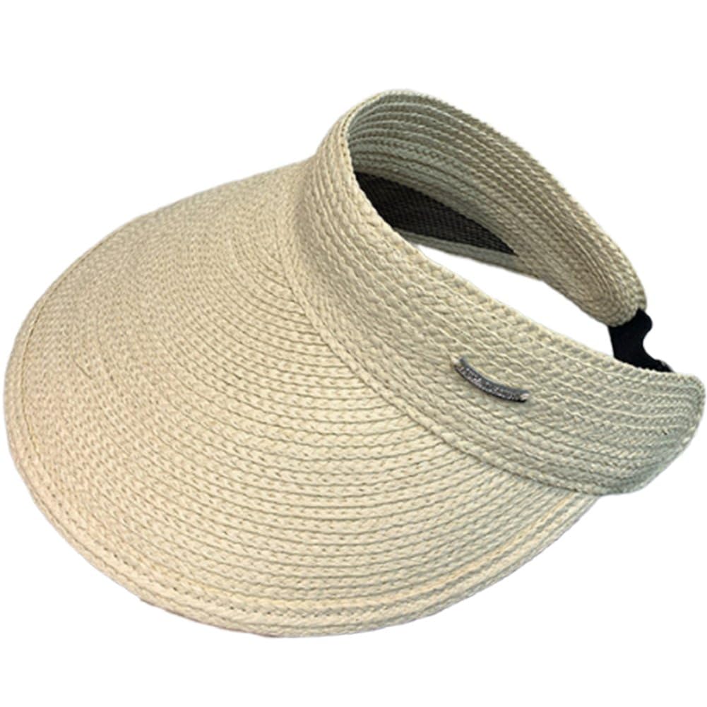 Sslvya Straw Sun Visor Hats for Women Wide Brim Ponytail Beach Hat Uv Protection Travel Sun Hats for Outdoor