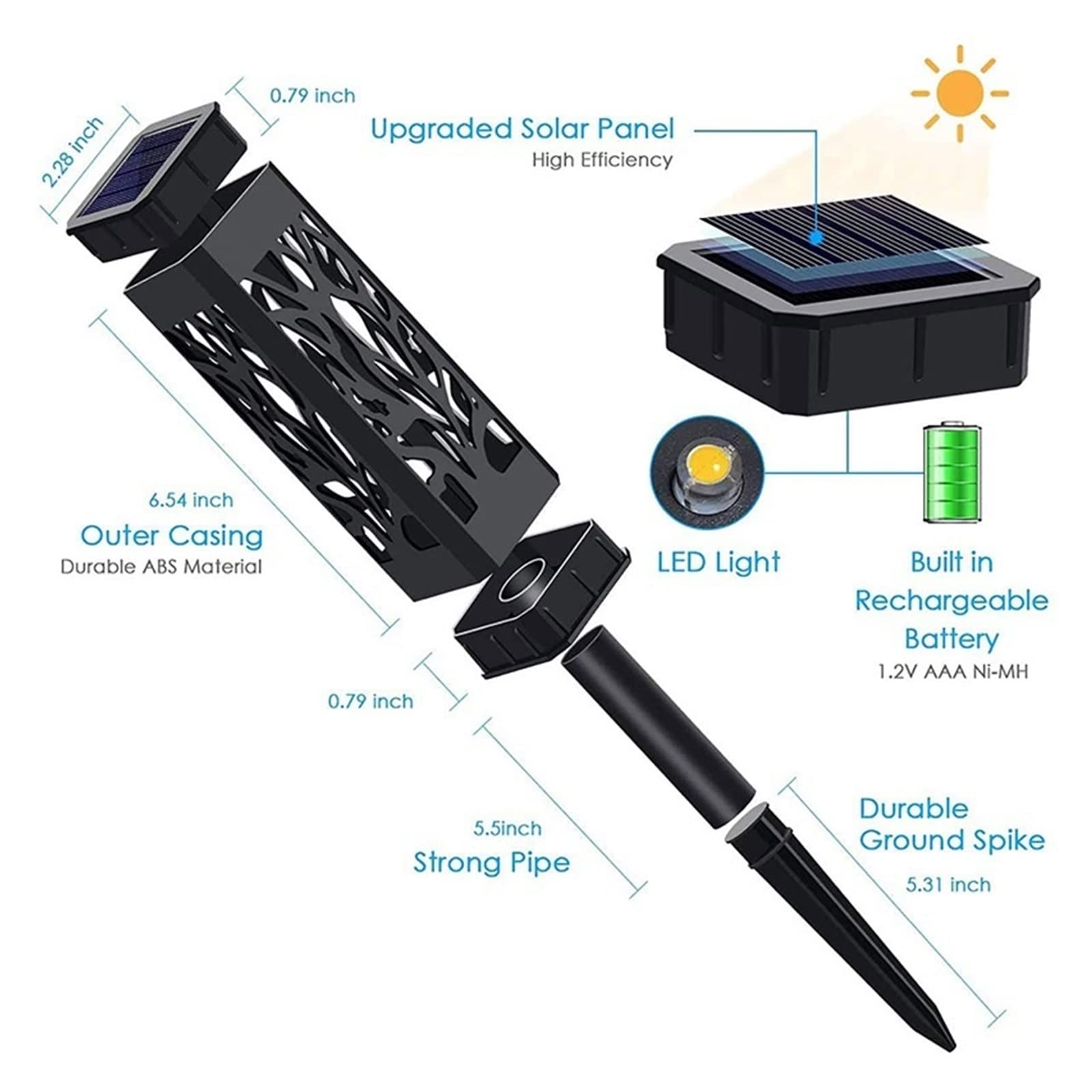 Luci solari per giardino all'aperto Luci solari da esterno con luci a pannello solare Luci da giardino impermeabili Accensione/spegnimento automatico for l'arredamento del patio del percorso del paesa