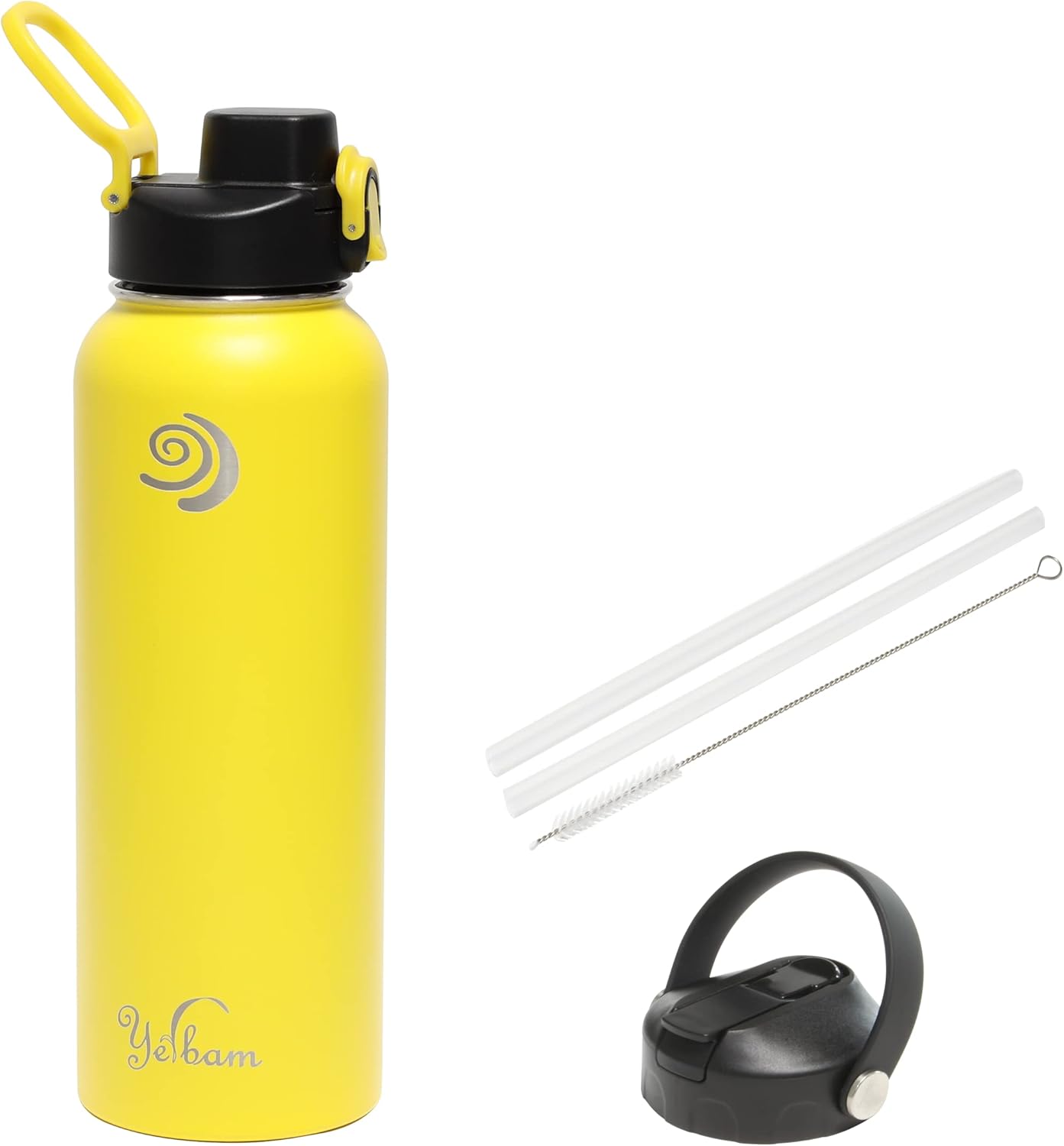 21oz Stainless Steel Insulated Water Bottle One-Touch Open Chug Lid Wide Mouth Direct Drink Dishwasher Safe Leakproof Sweat-Free BPA-Free (Naples Yellow)
