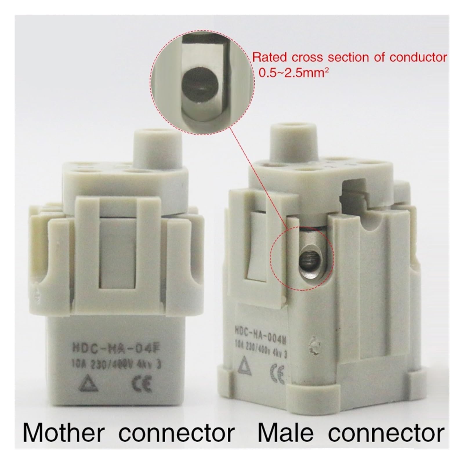 Conector Resistente 5(4+1) 10A 250V HA-005-3 Enchufe de aviación Enchufe de aviación de Canal Caliente Horizontal