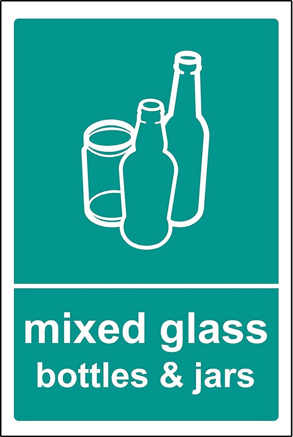 Kpcm Display Ltd Mixed Glass Recycling Sign - 1.2Mm Rigid Plastic 200Mm X 150Mm