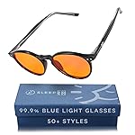 Sleep ZM Blue Light Blocking Glasses for Women + Men - Better Sleep + Anti Eye Strain Protection - Computer Screens & Gaming - Black Muse - 99% Night-time Amber Lens