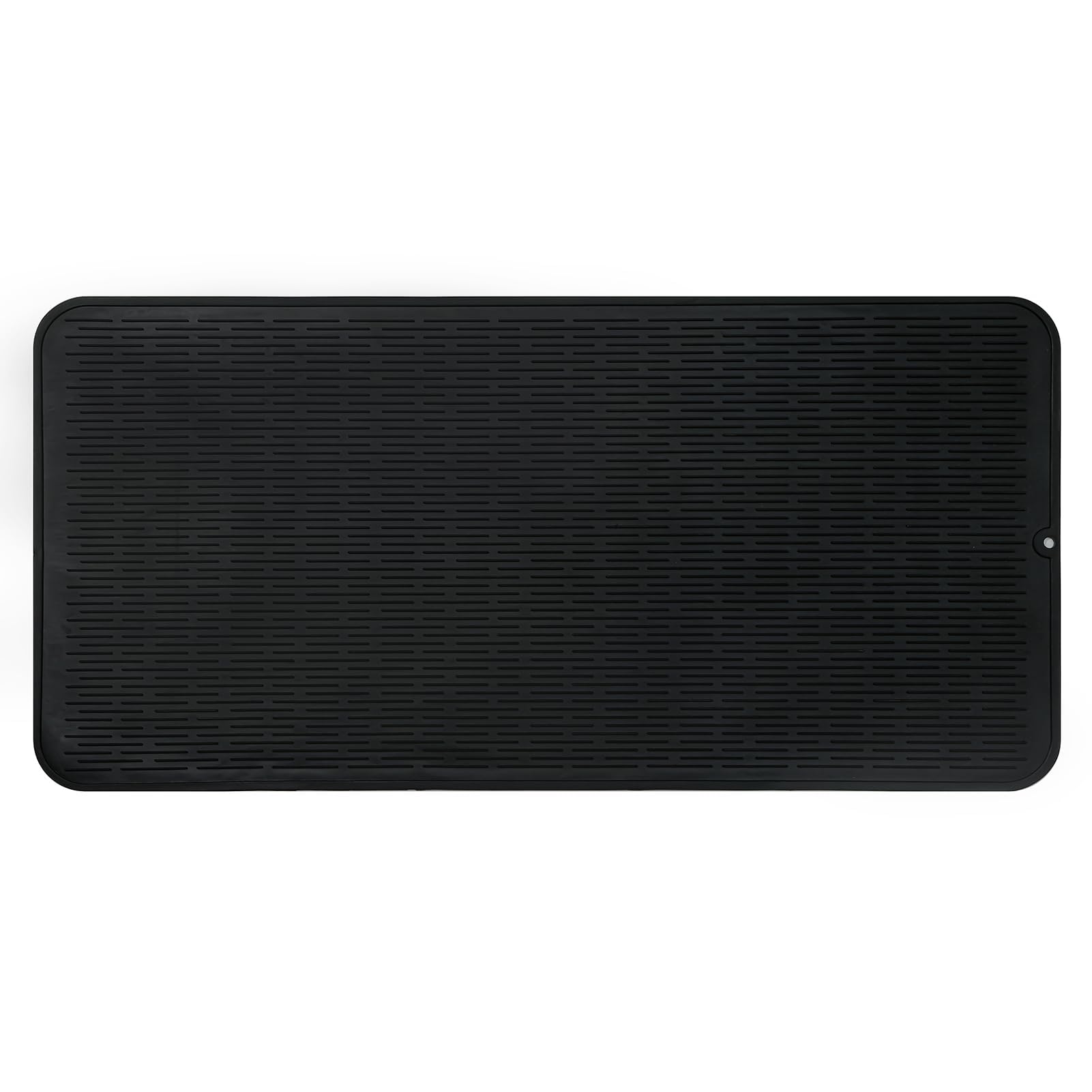 Alfombrilla escurreplatos de silicona sin BPA en formato rectangular negro de 92x52 cm