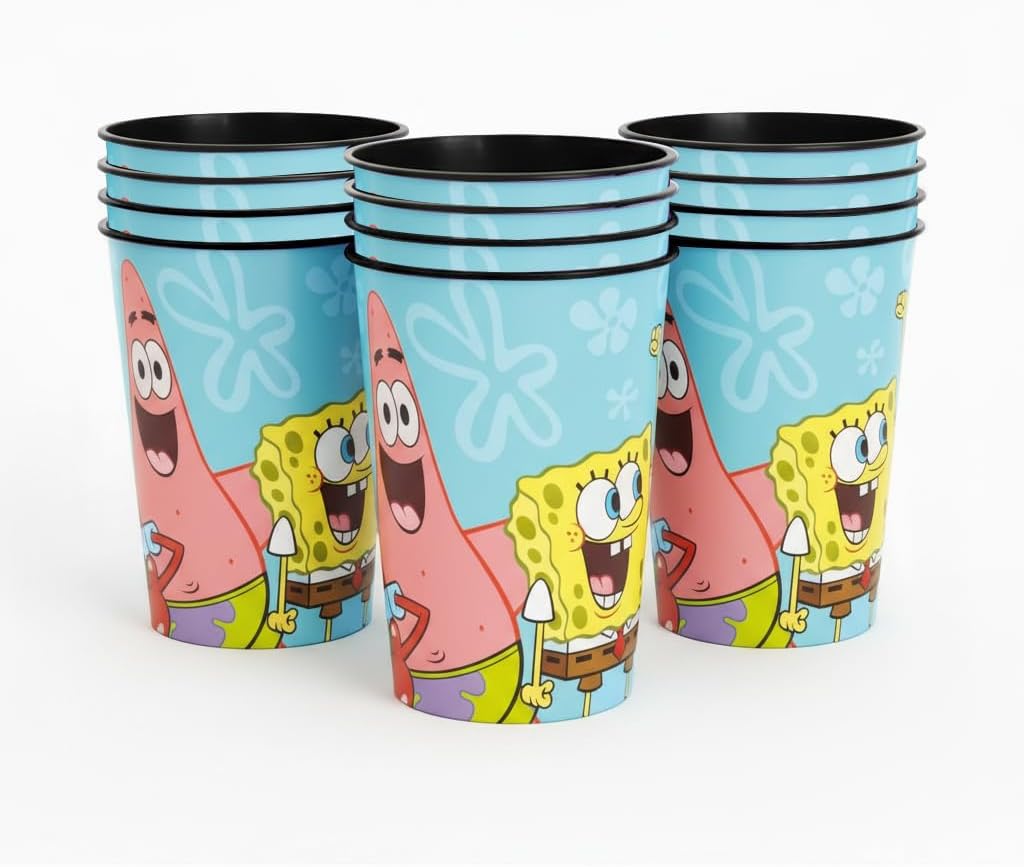 Unique SpongeBob SquarePants 12 Pack 16 oz Plastic Reusable Favor Cups – Birthday Party Supplies, Goodie Bag Favors, Kids’ Drinkware & Take-Home Gifts