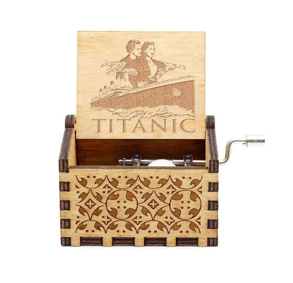 RYSHAA Titanic Music Box Toy Wooden Hand-cranked Musical Box, Playing My Heart Will Go On Music Box for Halloween Christmas Thanksgiving