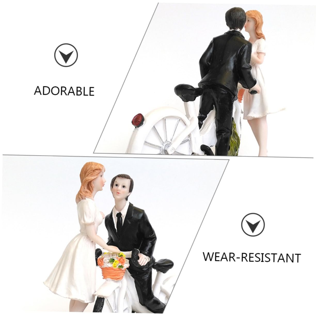 Brautpaar Figur aus Kunstharz für Hochzeitstorten mit Fahrradmotiv | Lebensechte Optik, Sammelobjekt mit Einzigartigem Hochzeitsmotiv, Geeignet für Geburtstage und Feiern