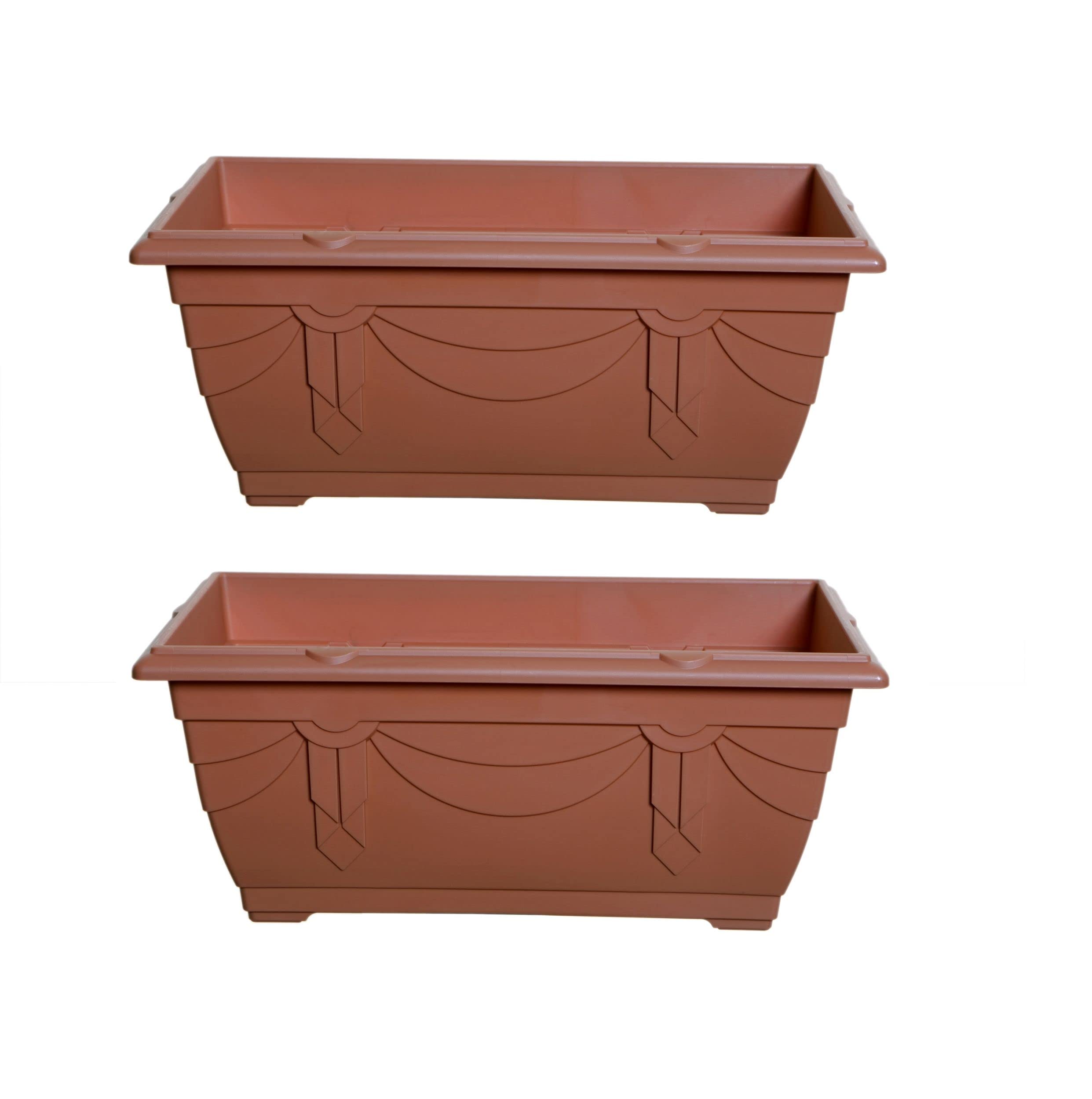 Small 40cm Terracotta Colour Venetian Window Box - Orange / 2