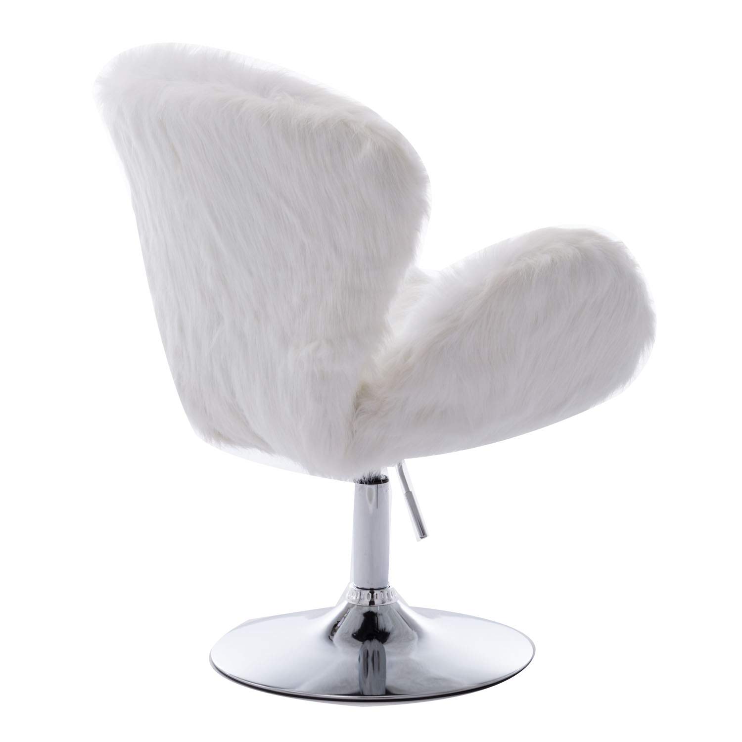 Guyou White Cute Desk Chair No Wheels Faux Fur Swivel Desertcart