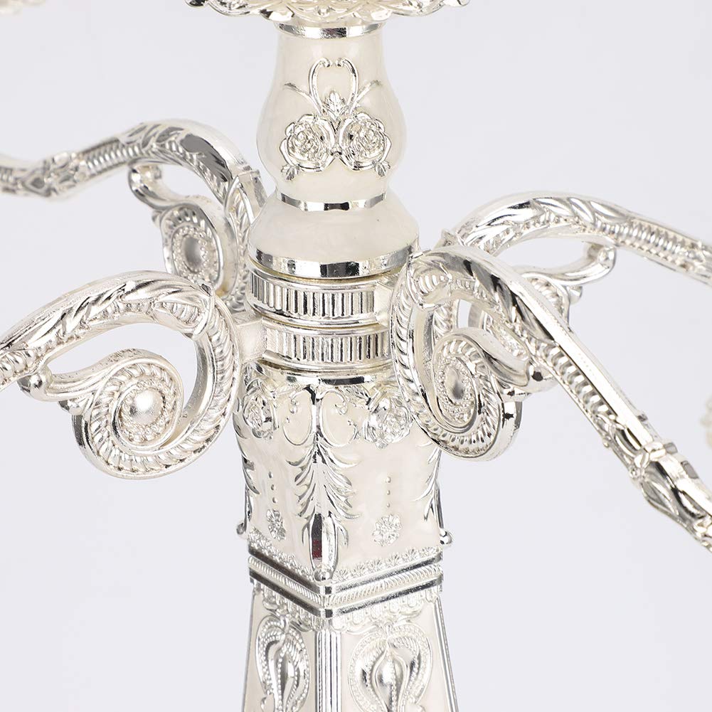 Jenngaoo Candelabro de Metal, 5 Brazos, Vintage, para Hogar y Bodas, Plateado