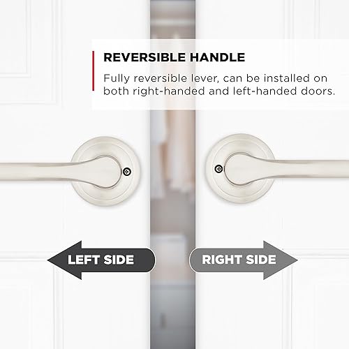 Miniatura 10 de Kwikset Henley - Manija de puerta de paso, manija sin bloqueo para puertas interiores de pasillos y armarios, reversible para una fácil instalación,