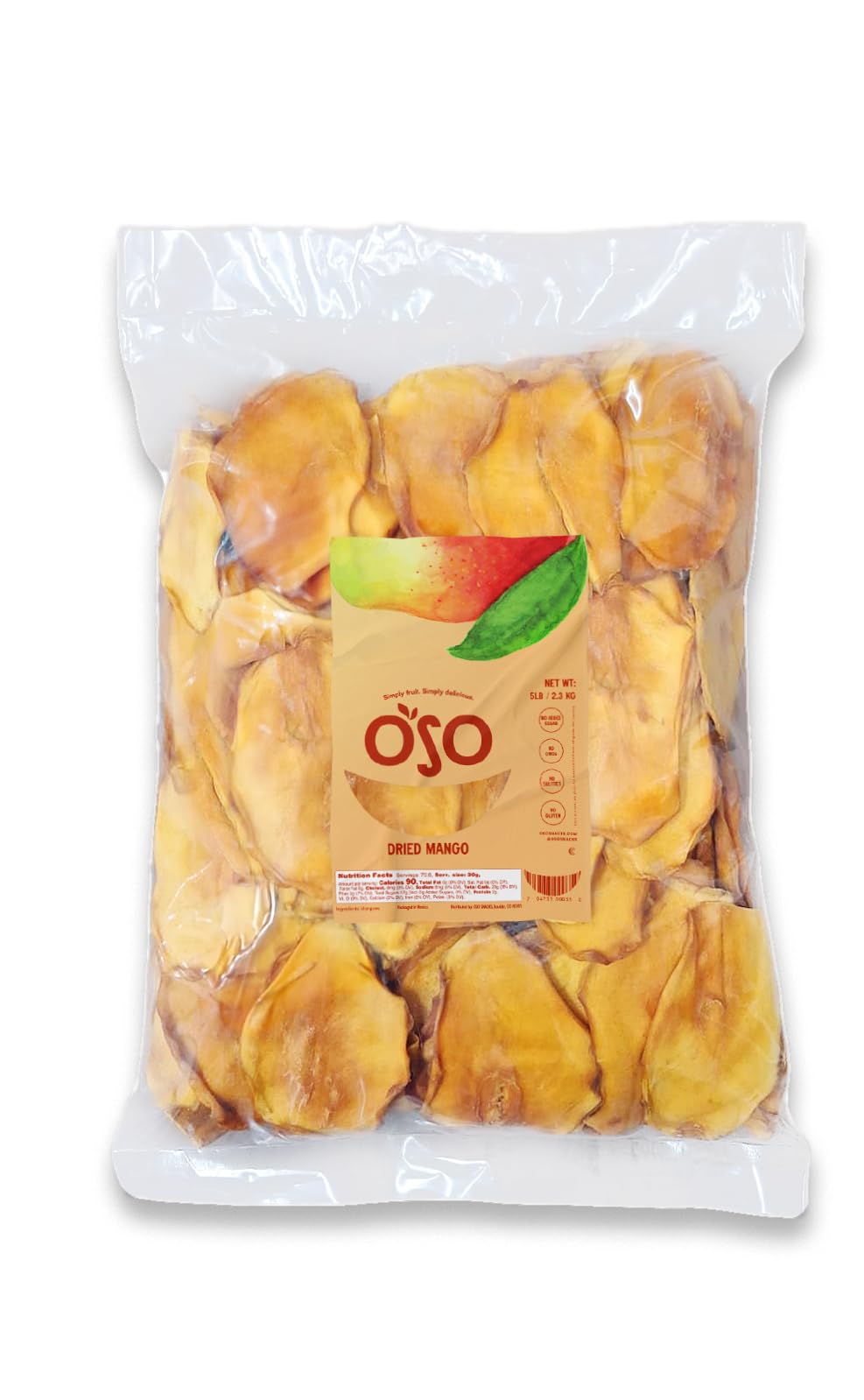 Oso Snacks Dried Mango Slices. Premium Quality, Large Round Halves!| 5LB Bulk Bag| No Sugar Added | No Preservatives | 100% Fruit | No GMO | Simply