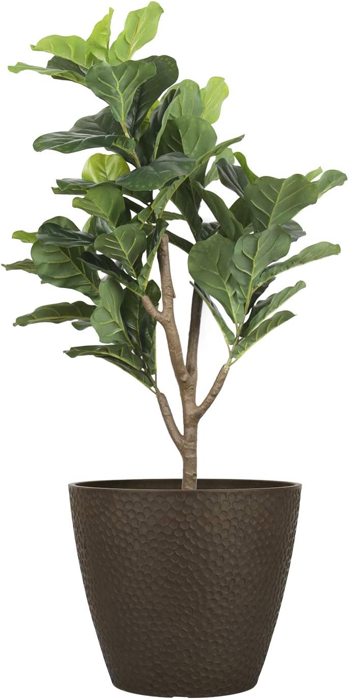 LA JOLIE MUSE 9.4 inch Plant Pot for Indoor and Outdoor Plants, Modern Chic Planter with Honeycomb Pattern, Brown : Garden & Outdoor