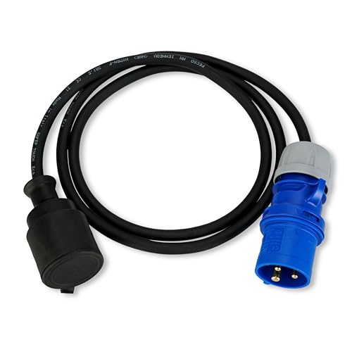 REV Adaptateur Caravan, connecteur de sécurité et fiche CEE IP44. 1,5 m 3500 W, Noir