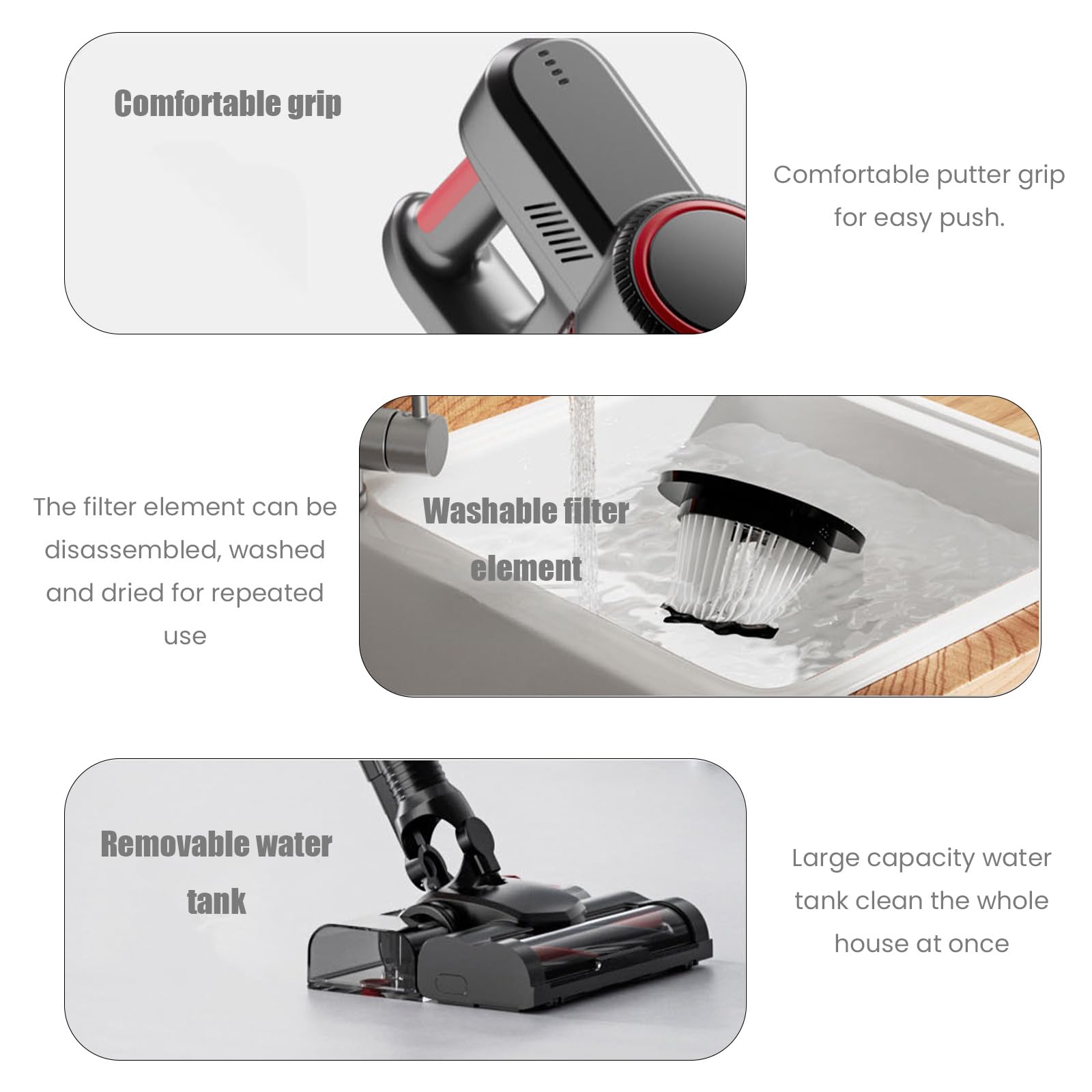 Aspirador de trineo sin bolsa, aspiradora de succión potente para eliminar los ácaros, 120 W, aspirador vertical de succión y limpieza todo en uno, para suelos duros y alfombras compactas y