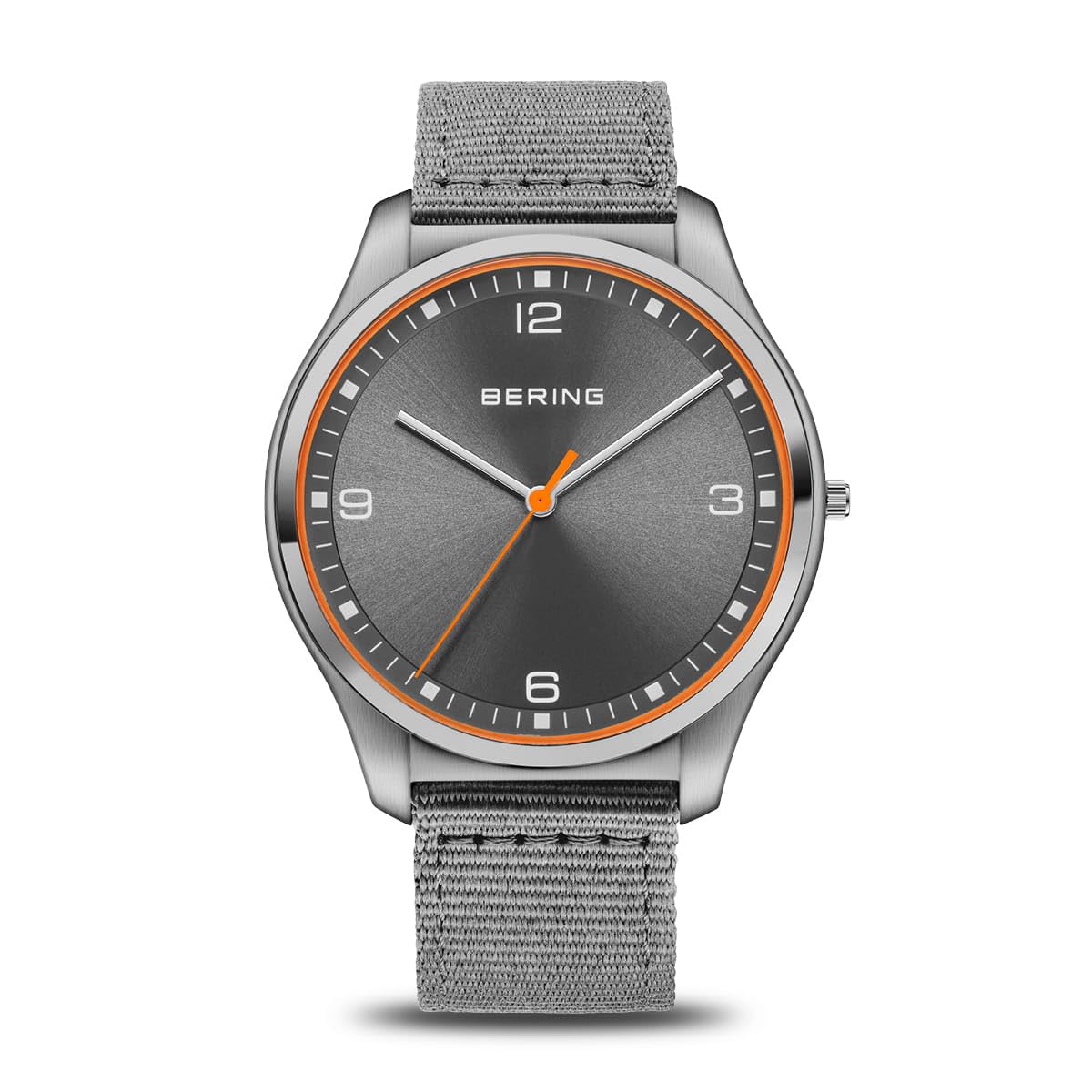 Bering Herren Quarz Uhr | Armbanduhr 43 mm Edelstahlgehäuse und Sunray Zifferblatt | Natoarmband | Saphierglas | 3 ATM | 18342