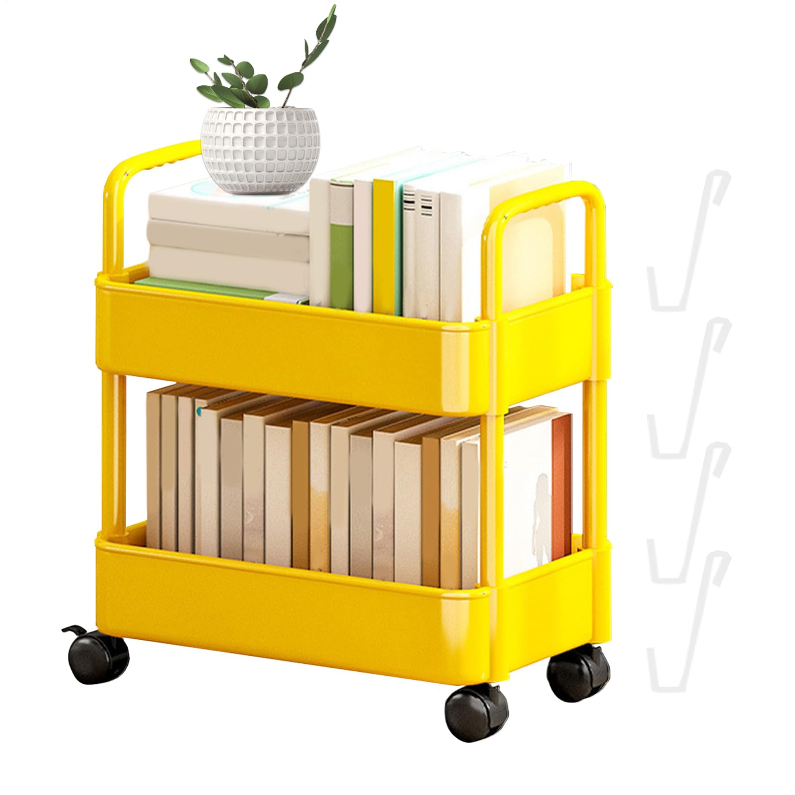 Carrello Da Libreria Mobile Libreria A Ruote 2 Livelli Organizzatore Di Carrello Di Libri Mobile Multifunzionale per Camera Da Letto Soggiorno Scuola Casa Bambino Studenti