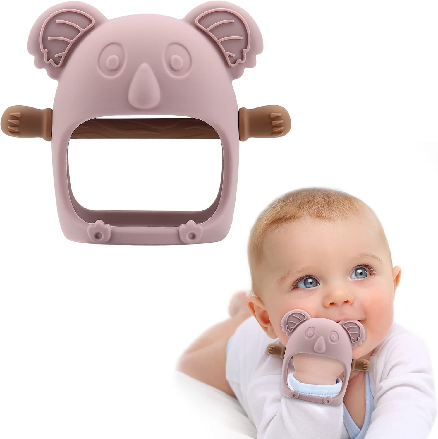 Koala Teether Toy GlueFree Handle Baby Wrist Teether AntiDropping Silicone Baby Teething Toy