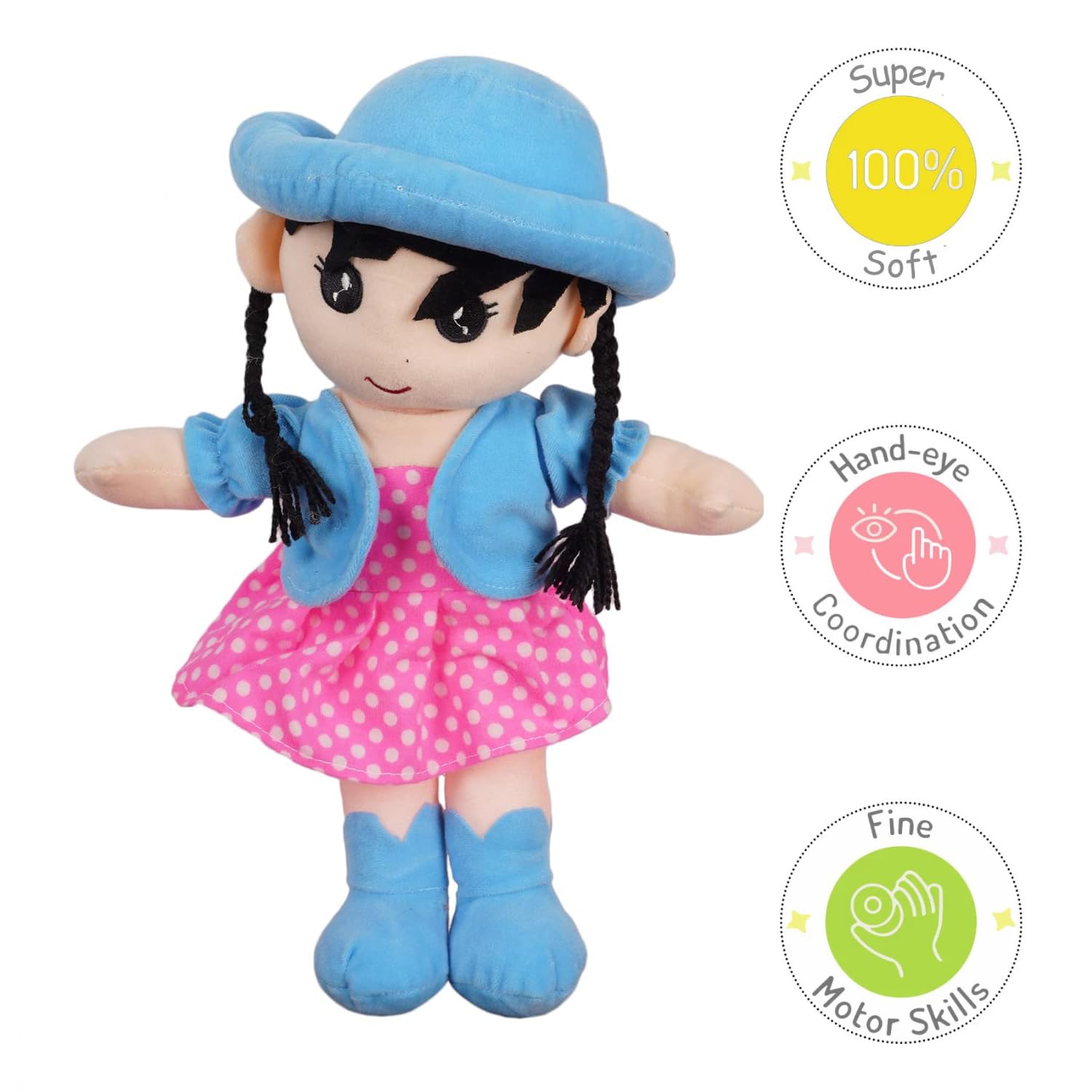 DearJoy Cap Rag Doll - Sky Blue, 40cm 4