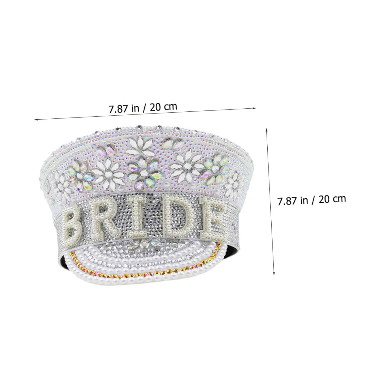 LIFKOME Sombrero Gemas para Novia Ajustable, Accesorio para Despedida de Soltera y Fiesta, Gorra Plana Decorativa para Mujer, Adecuado para Bodas y Celebraciones