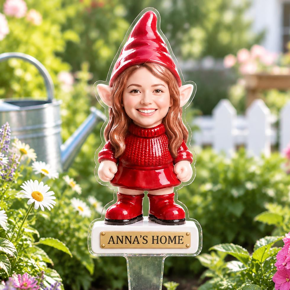 Personalised Garden Gnome, Custom Photo 2D Gnomes Garden Ornament Outdoor