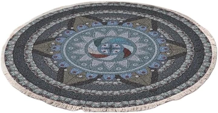120 * 120 cm European Ethnic Style Home Bedroom, Living Room, Study, Entrance mat, Computer Chair mat, Circular Carpet(Y-H03,Diameter 60cm)