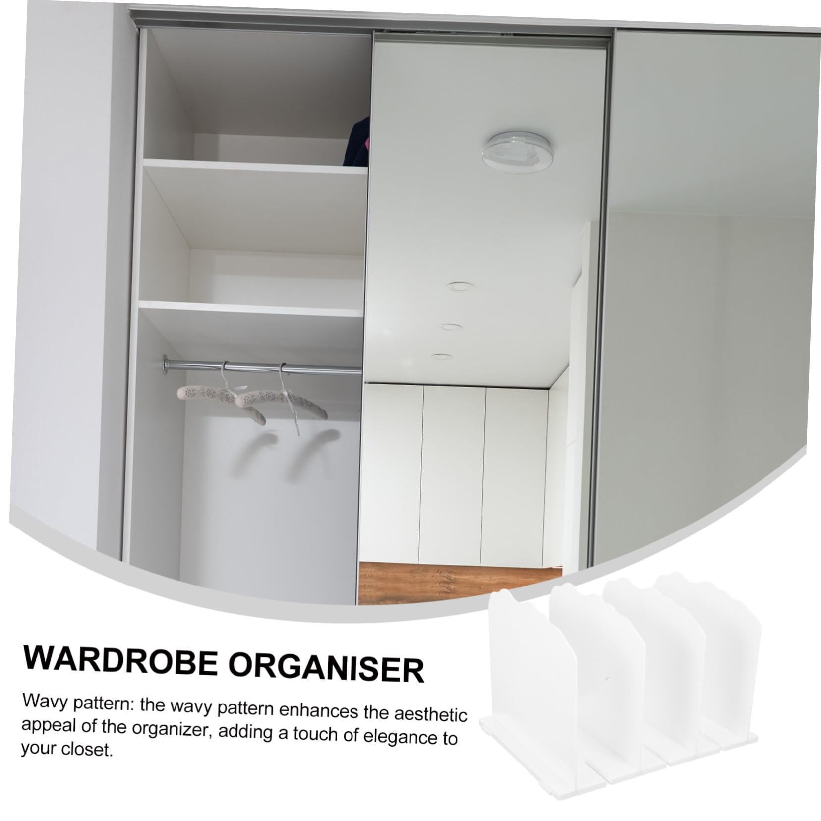 Amosfun Organizador de Armario para Bolsos, Estante para Guardar Bolsos Separadores Ajustables, Diseño Ondulado, Plástico Blanco, 2 Piezas