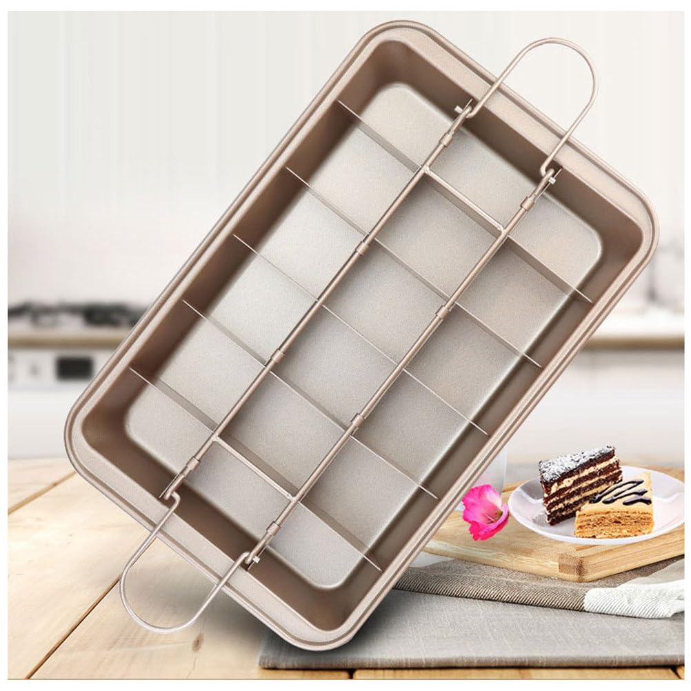 Rechteckige Antihaft-Backform mit Trennwänden und integriertem Hobel – perfekt für Kuchen, Fudges und Schokolade – 32 x 20 x 3,8 cm Backzubehör