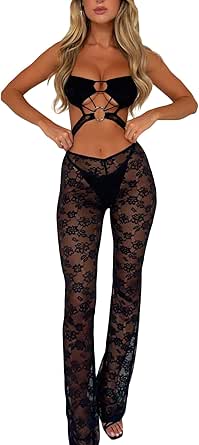 Amazon.com: Juakoso Women Sexy 2 Piece Outfits Lace Spaghetti Strap