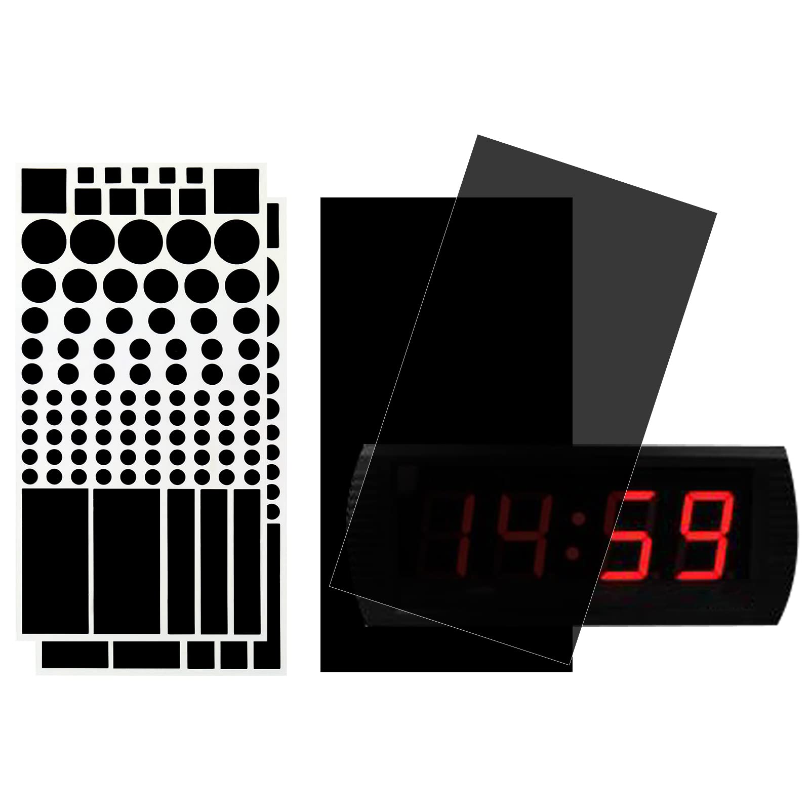 MEYEEBOLight Dimming Stickers, Light Blocking Stickers Blackout Stickers, Dimming 50%~70% of LED Lights(2 Pre-cut + 2 Uncut)