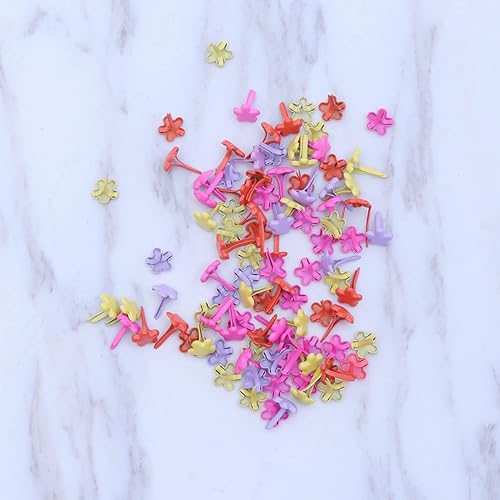 Miniatura 6 de Cabilock Manualidades 100 piezas de clavos de flores para manualidades de papel, bricolaje, mini sujetadores de papel, accesorios para álbumes de