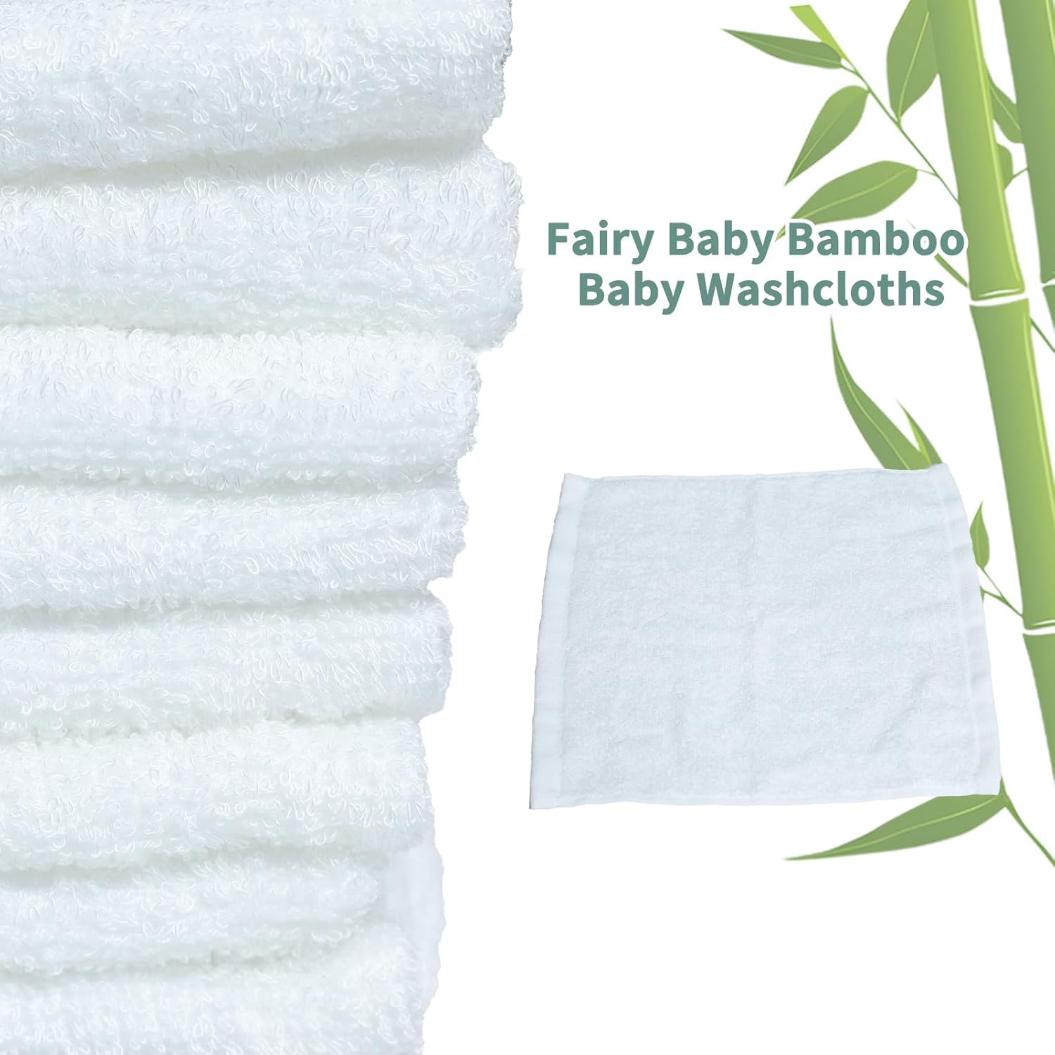 Baby Washcloths 100% Organic Bamboo Bath Washcloth Reusable Face Towels Anti-Bacterial Soft Towel Set Perfect for Newborn White(5 Pack) - Image 4