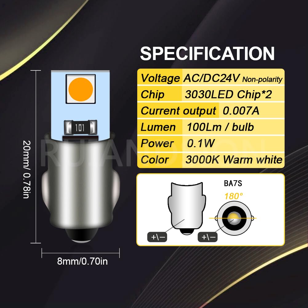 Ruiandsion BA7S Dashboard Light LED Bulbs 12V 24V LED Interior Bulb Dashboard Indicator Panel Light Non