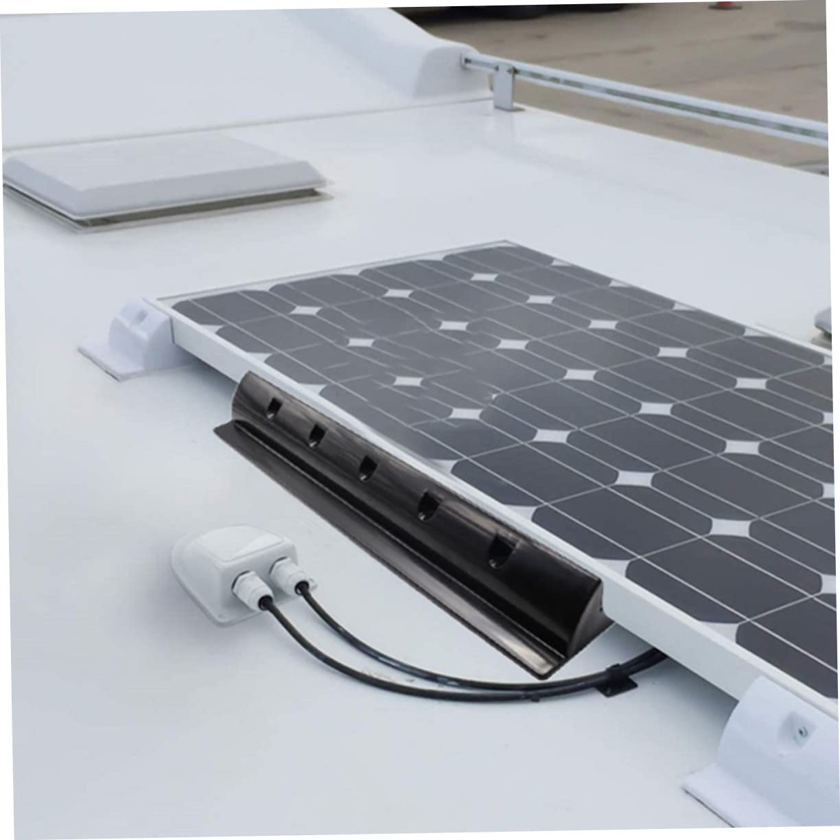 INOOMP Kit Fissaggio Pannelli Fotovoltaici 2 Pezzi Staffe Supporto Abs Nero per Tetto Camper Resistenza UV e Facile Installazione