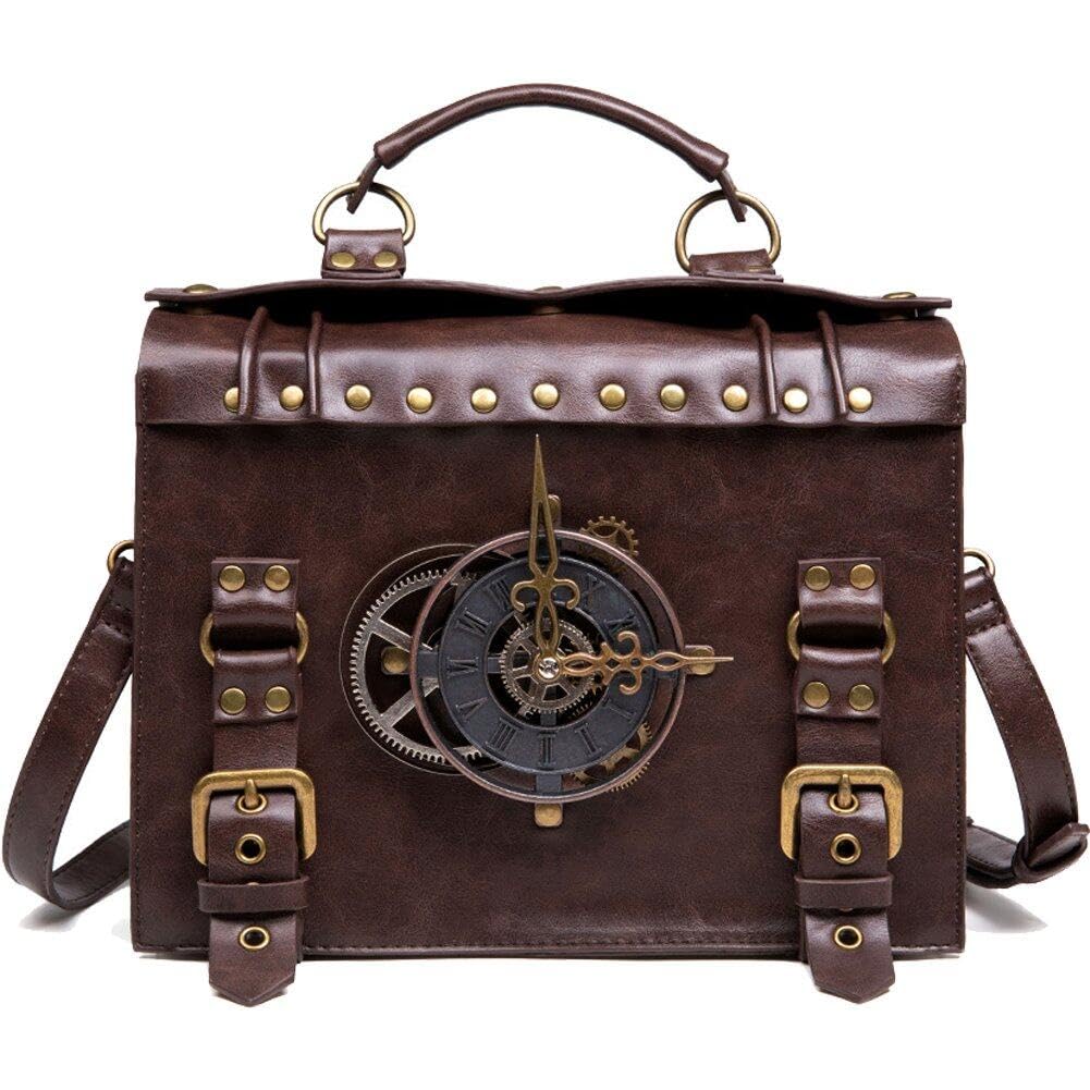 Sac à main gothique steampunk aux détails d'engrenages sculptés