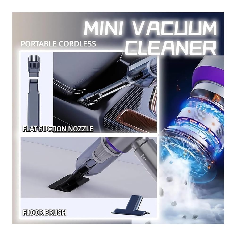 Mini Aspirador inalámbrico for Coche, 4 en 1 Recargable de Mano, 21000PA, con soplador