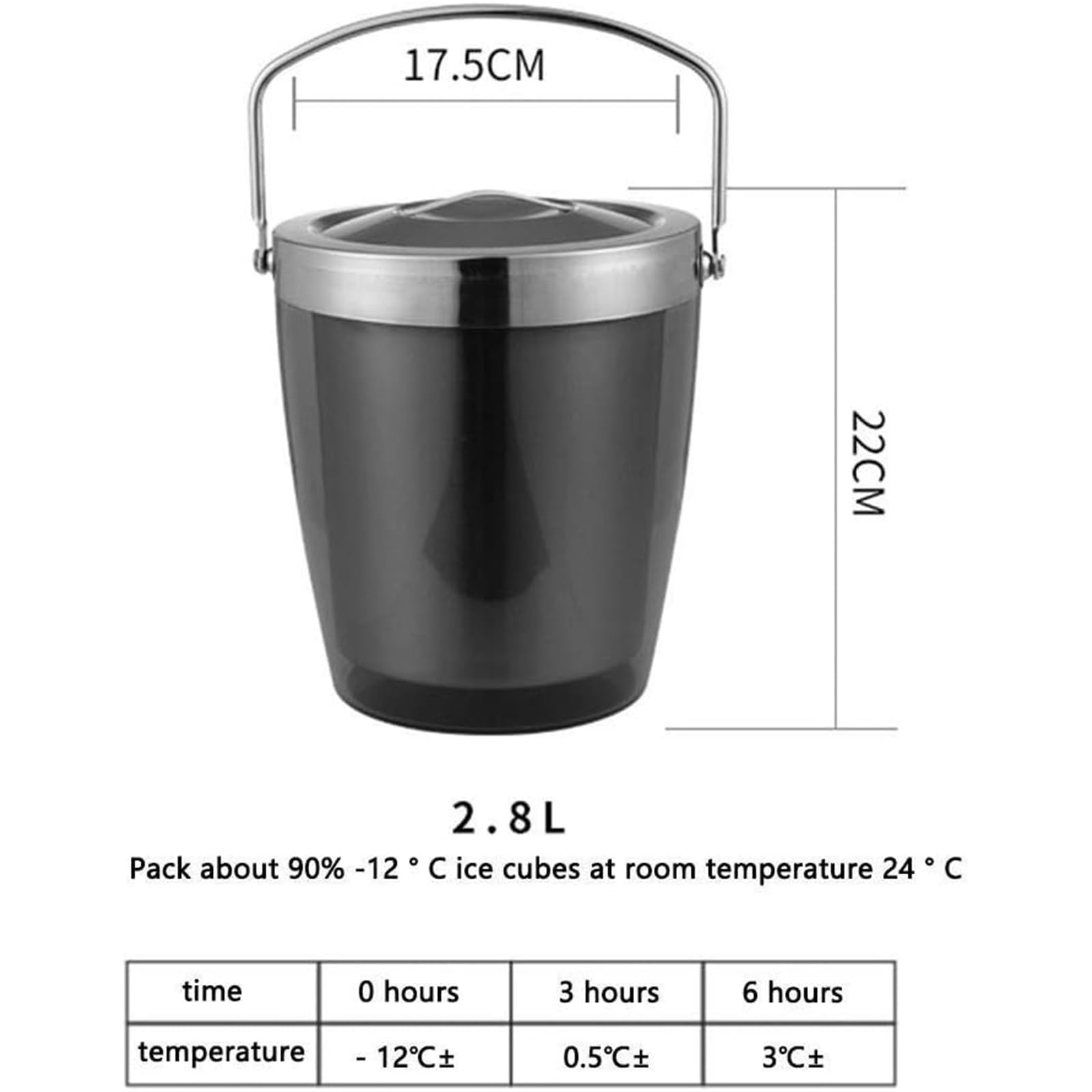 Cubitera Botella Vino Cubo de Hielo Cubo de Acero Enfriador de Botellas de Acero Inoxidable de Pared Enfriador de champán, Vino, Enfriador de Cerveza para Fiestas Asas de Transporte
