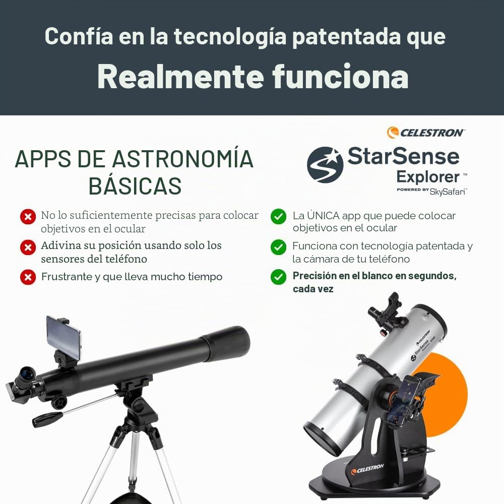 Celestron 22481 StarSense Explorer 130 mm Telescopio Dobsoniano de Mesa Compatible con Aplicaciones para teléfonos Inteligentes Funciona con la aplicación StarSense – Compatible con iOS/Android