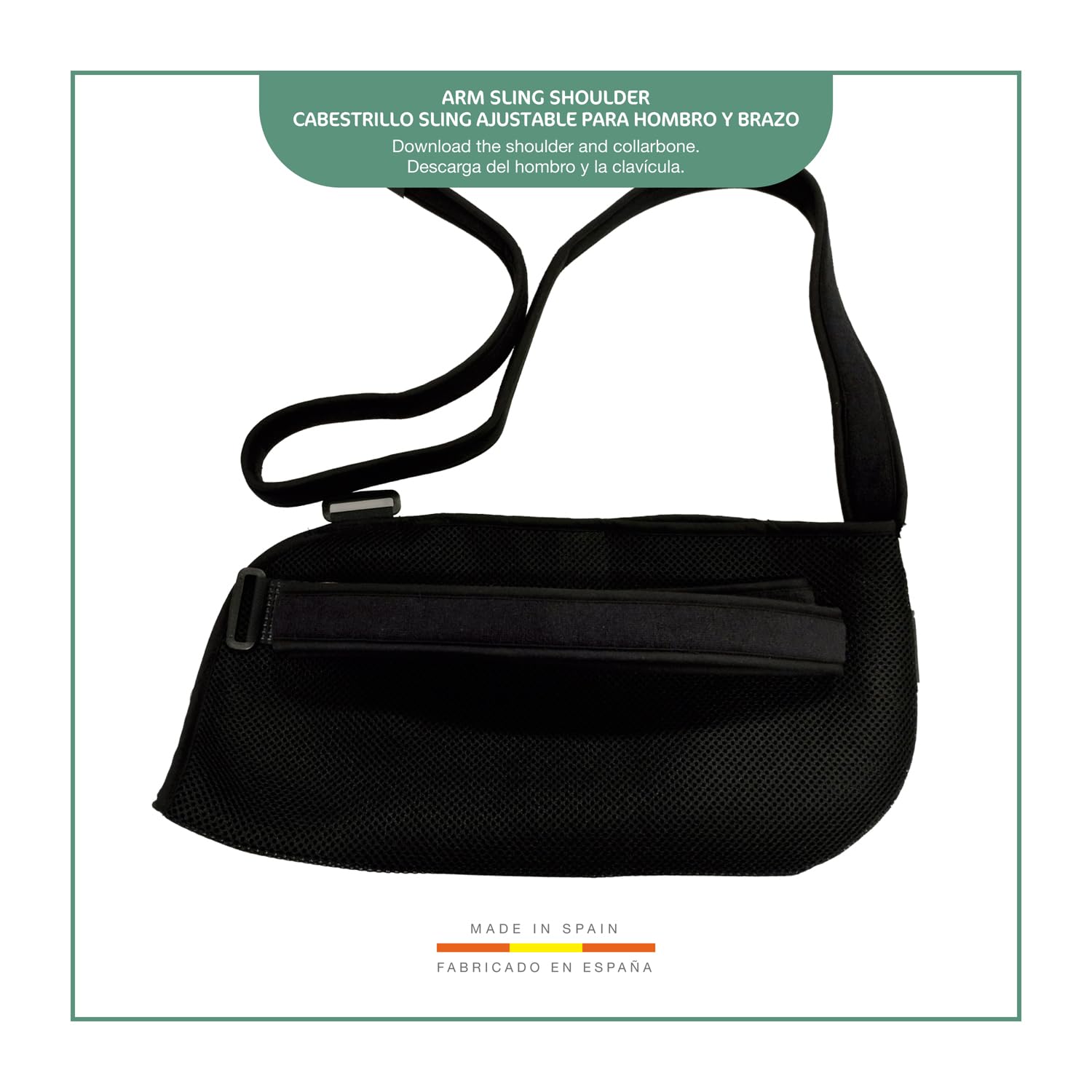 Écharpe Immobilisatrice Réglable pour Bras (Medium) | Sangle antirotation, bilatérale, épaule, respirante, noir