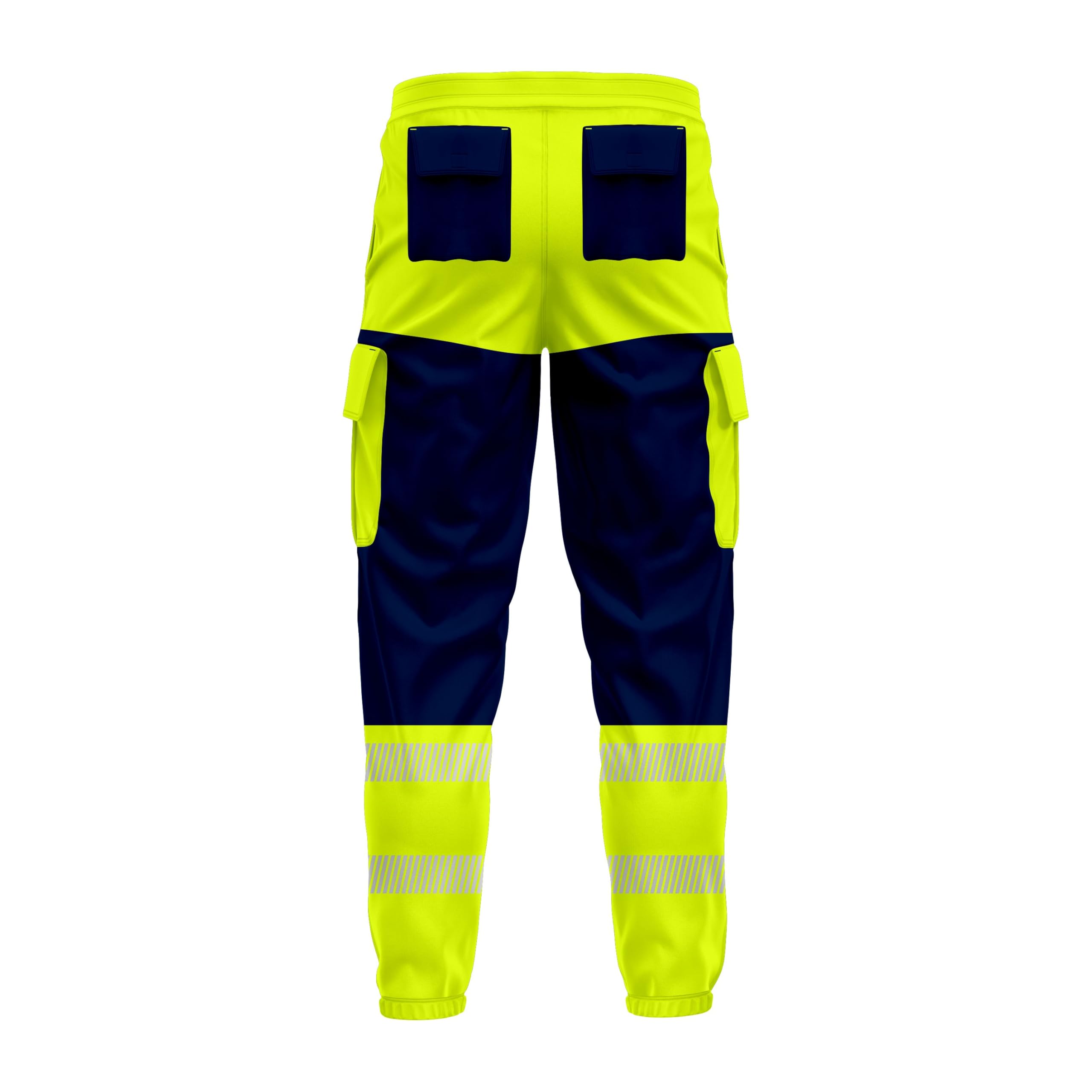 TORO ACTIVA Pantaloni cargo da uomo ad alta visibilità ad alta visibilità con tasche multiple e nastro riflettente con coulisse in vita elasticizzata alla caviglia abbigliamento da lavoro joggers