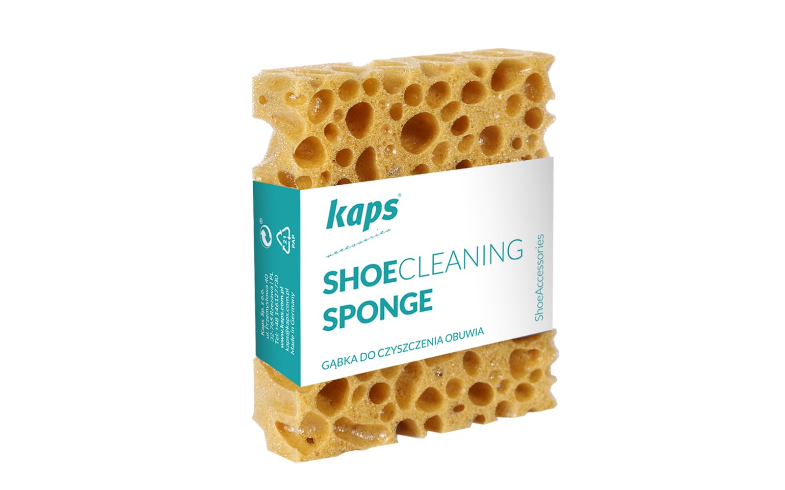 Kaps Shoe Sponge - Premium Shoe Cleaning Sponge - Removes Dirt And Stains From Tennis Shoes, Sneaker, Boots, Brogues, Casual Shoes and More - Safe And Effective Shoe Cleaning Tool