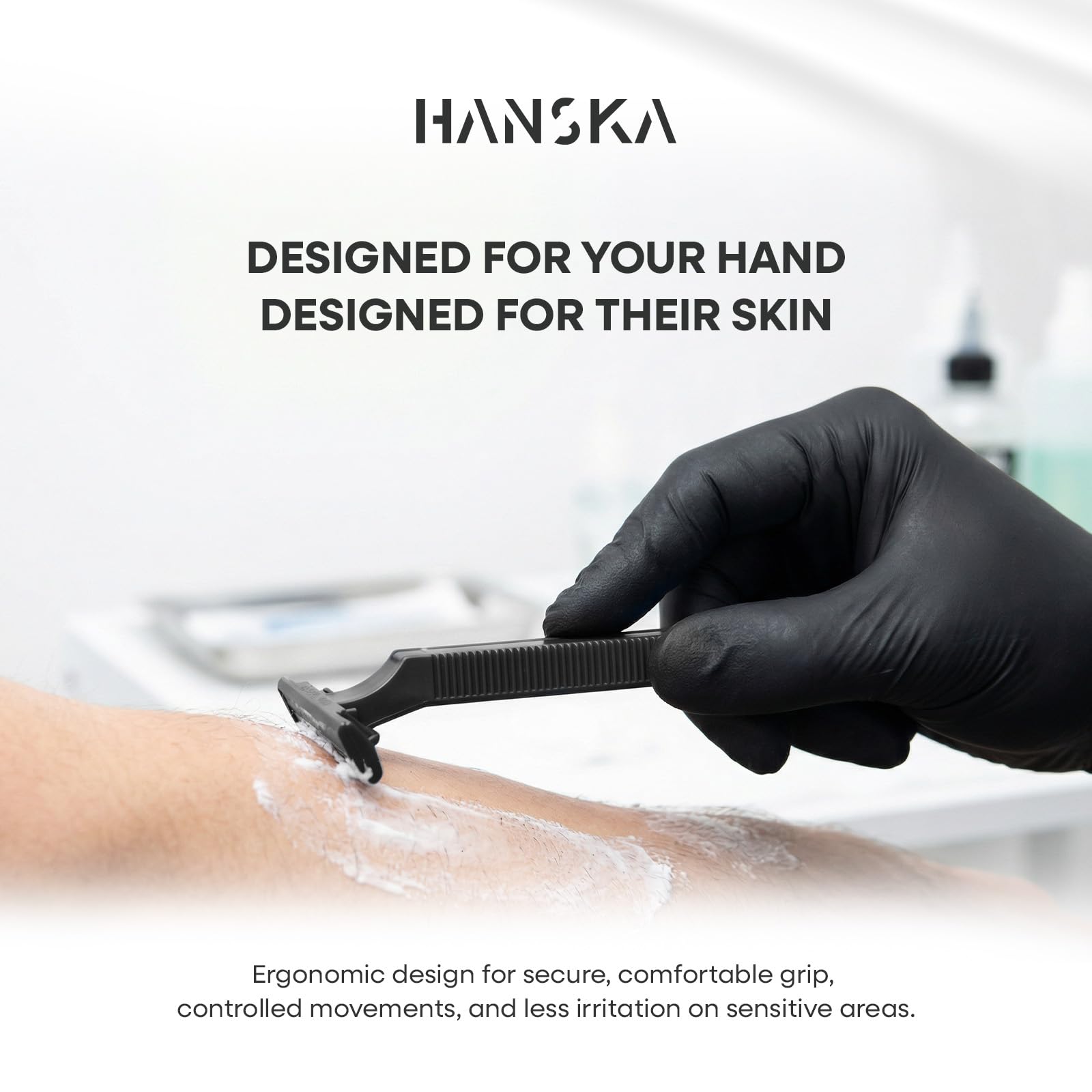 HANSKA Tattoo Supply - Jednorazowa maszynka do golenia dla tatuatorów - Czarna - Wysokiej jakości stalowe ostrze - Opakowanie 100 sztuk - Wygodne golenie (JEDNOOSTRZOWA)